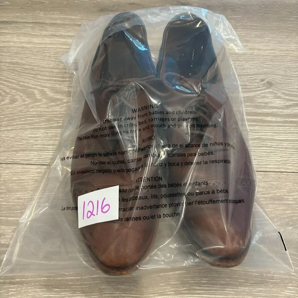 Allen Edmonds Mens Tan Brown Cap Toe Lace Up Classic Leather Dress Shoes Sz 9.5D